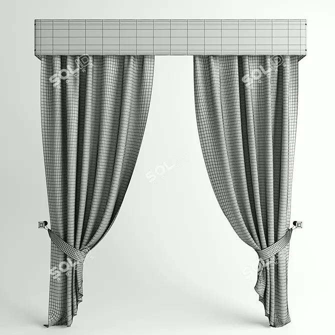 Floral Curtains: Stylish & Vibrant 3D model image 2