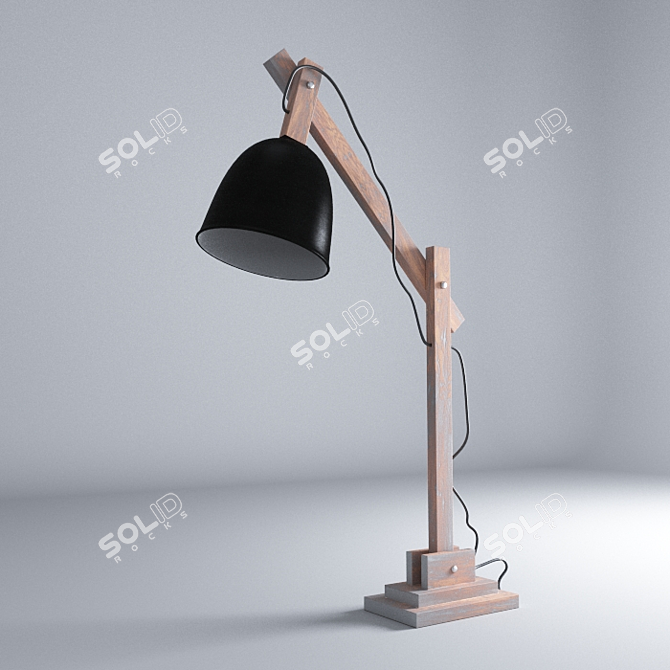 Architect Lamp | 70cm Height | Metal/Wood | Black/White 3D model image 1