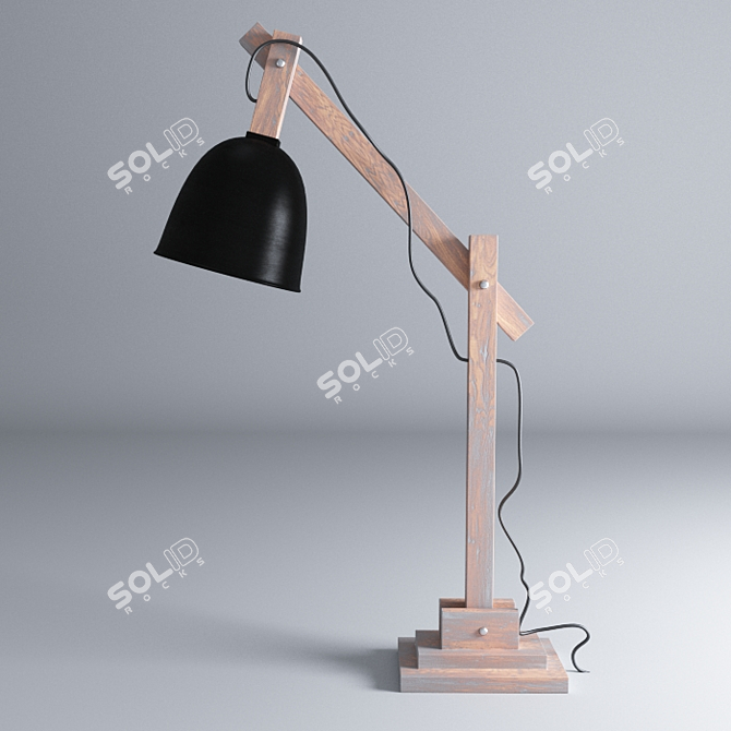 Architect Lamp | 70cm Height | Metal/Wood | Black/White 3D model image 2