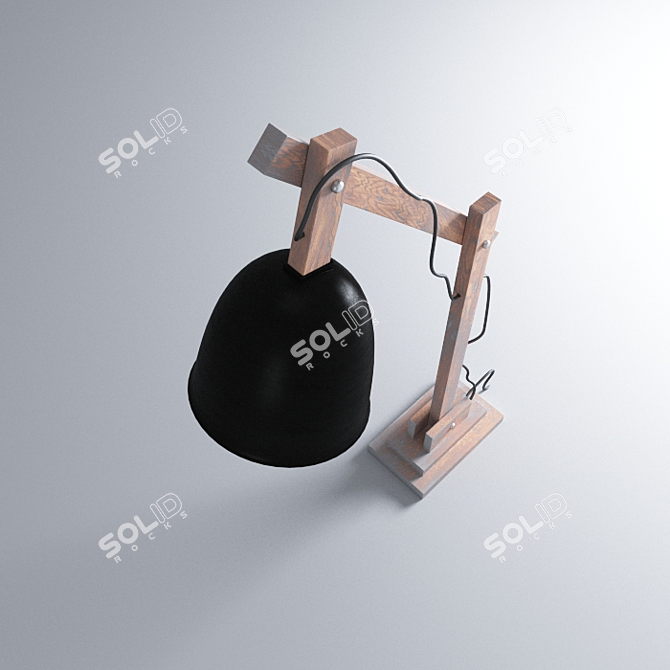 Architect Lamp | 70cm Height | Metal/Wood | Black/White 3D model image 3