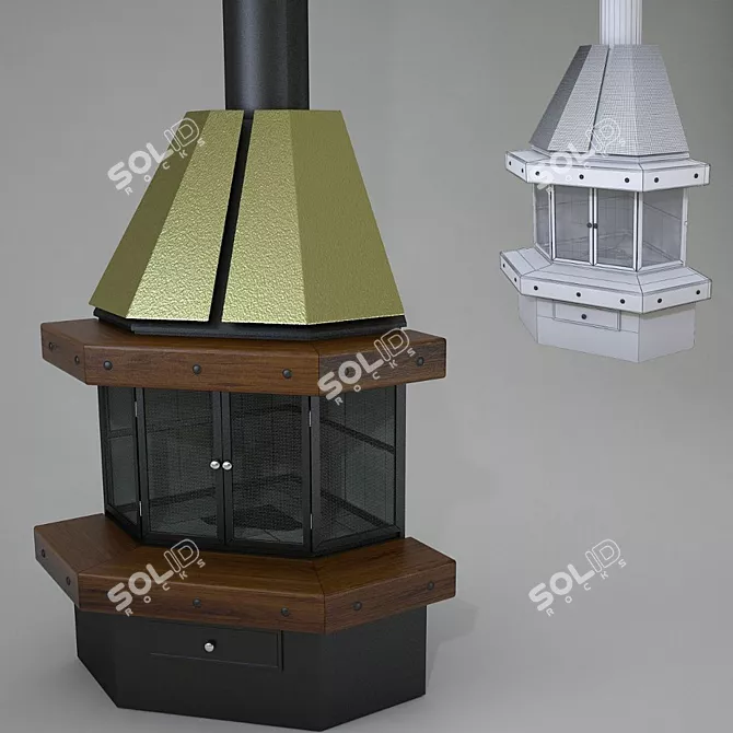 Brazilian Metal Fireplace: Classic Elegance 3D model image 1