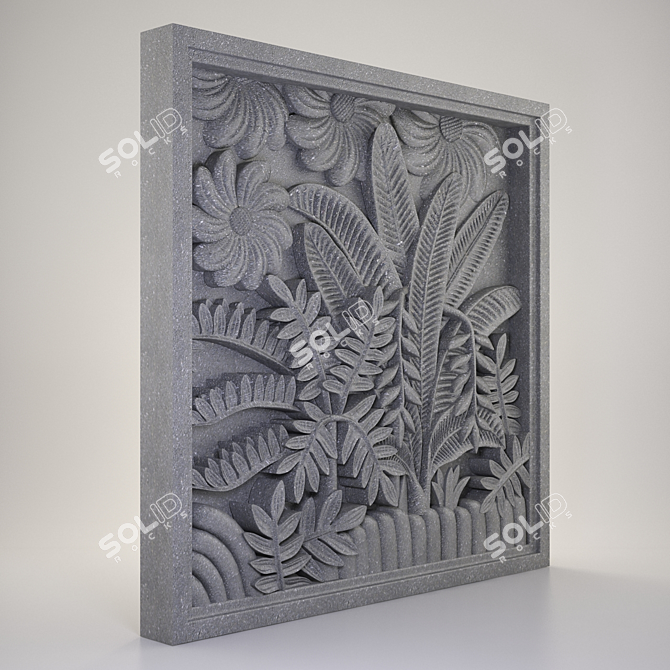 Sunflower Relief Stone Pendant 3D model image 2