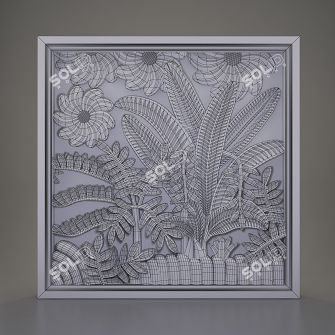 Sunflower Relief Stone Pendant 3D model image 3