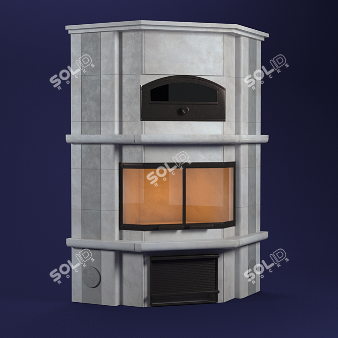 Ultimate Corner Fireplace & Oven 3D model image 1