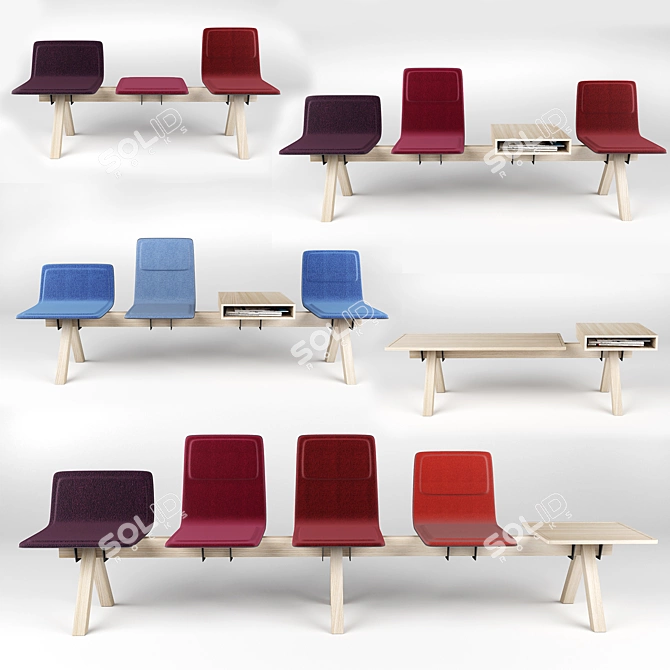 Versatile Laia Seating Beam with Coffee Table 3D model image 1