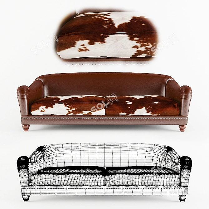 Custom Cowhide Sofa 3D model image 1