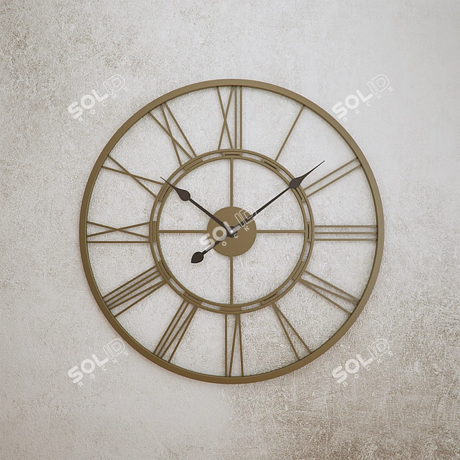 Elegant Metal Stockton Wall Clock 3D model image 1