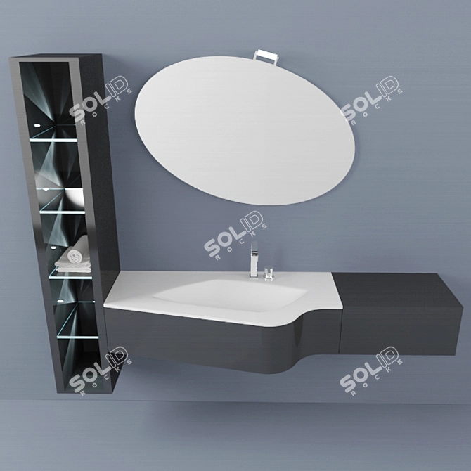 Sleek Italian Bathroom Furniture Kit 3D model image 2