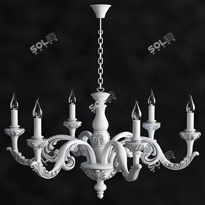 Elegant Crystal Wood Ceiling Lamp 3D model image 1