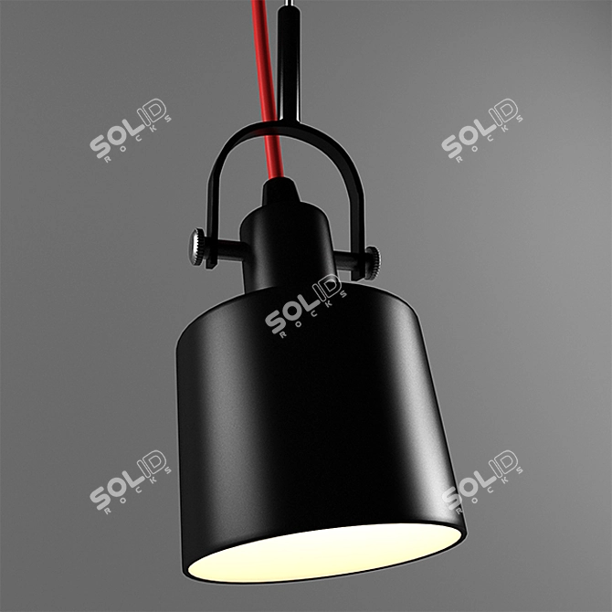 Industrial Black Pendant Lamp 3D model image 2