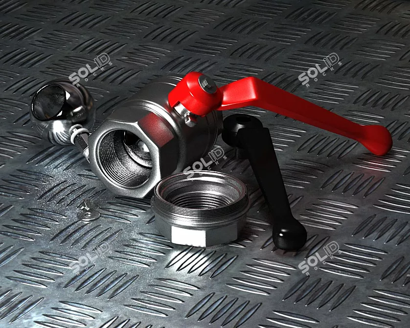 Dismantlable Ball Valve + Gaskets 3D model image 2