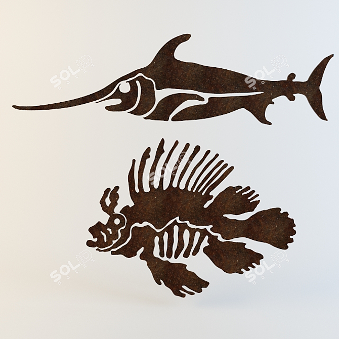 Extruded Wall Ornamental Fish 3D model image 1