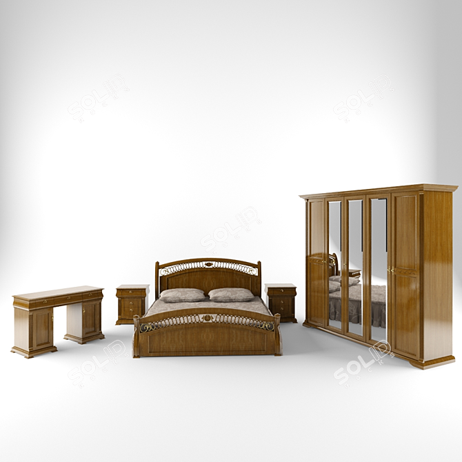 Title: Elegant Classic Bedroom Set 3D model image 1