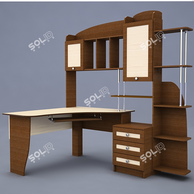 Spacious Multi-Functional Computer Desk 3D model image 1