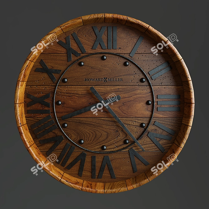 Elegant Oak Yorkshire Wall Clock 3D model image 2