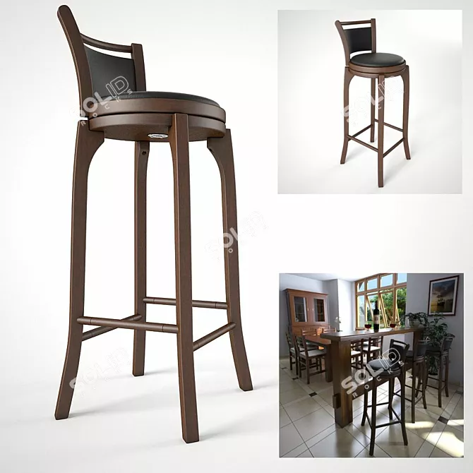 Sleek Swivel Bar Stool 3D model image 1