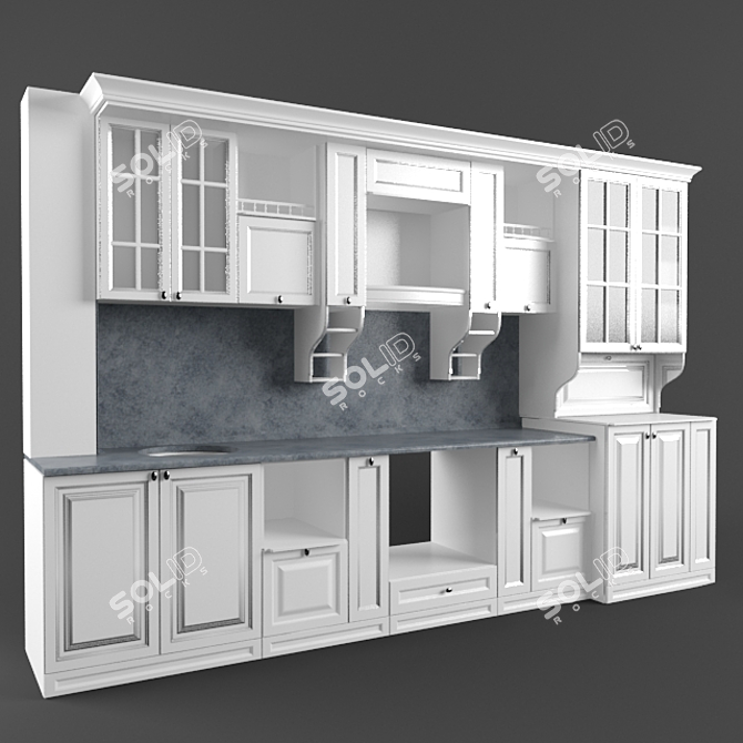 Classic Style "Oksana" Kitchen 3D model image 1