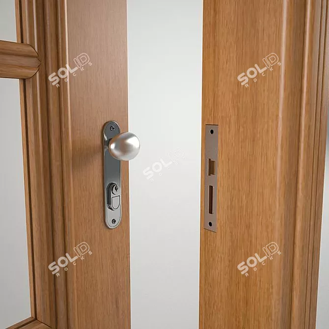 Brazilian Standard Wooden Door with Glass 3D model image 3