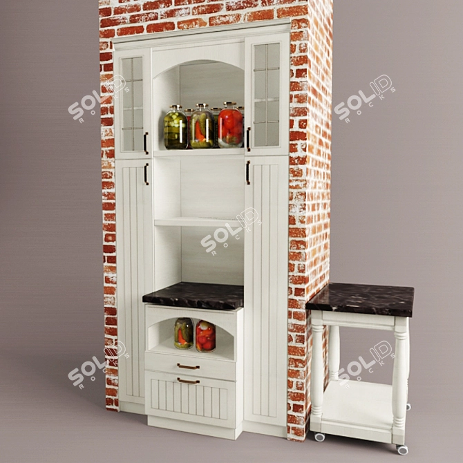 Country-style Kitchen Cupboard 3D model image 1