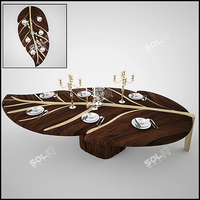 Ethnic Handcrafted Wood Table 3D model image 1
