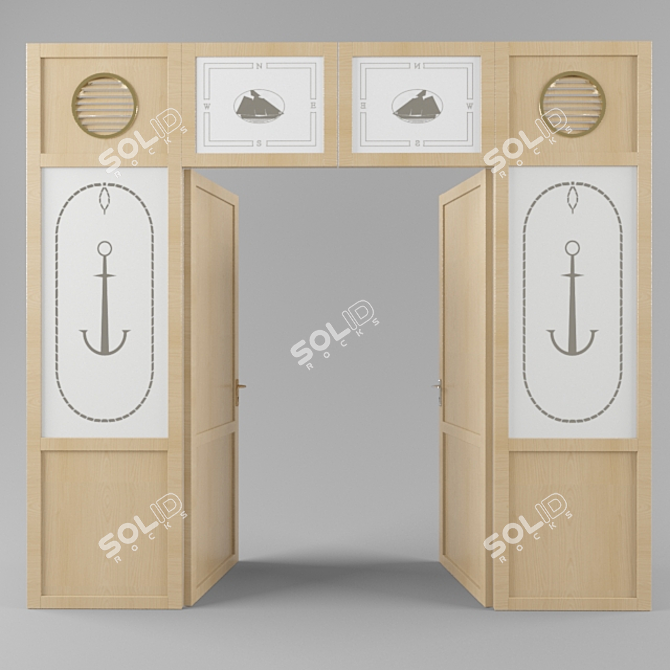 Elegant Caroti Solid Wood Door 3D model image 1