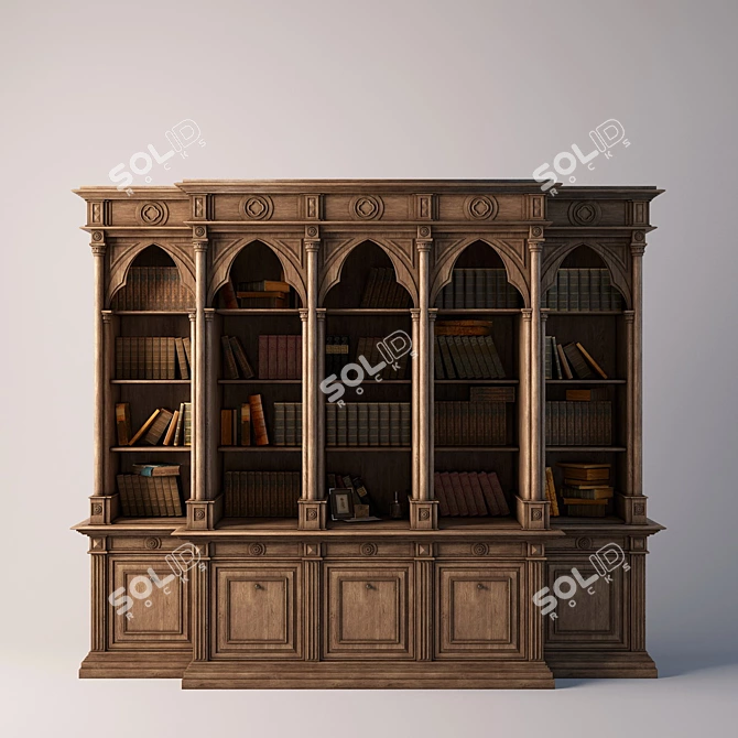 Elegant Modern Library Shelving 3D model image 1