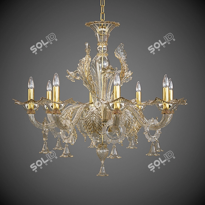 Elegant Murano Glass Chandelier 3D model image 1