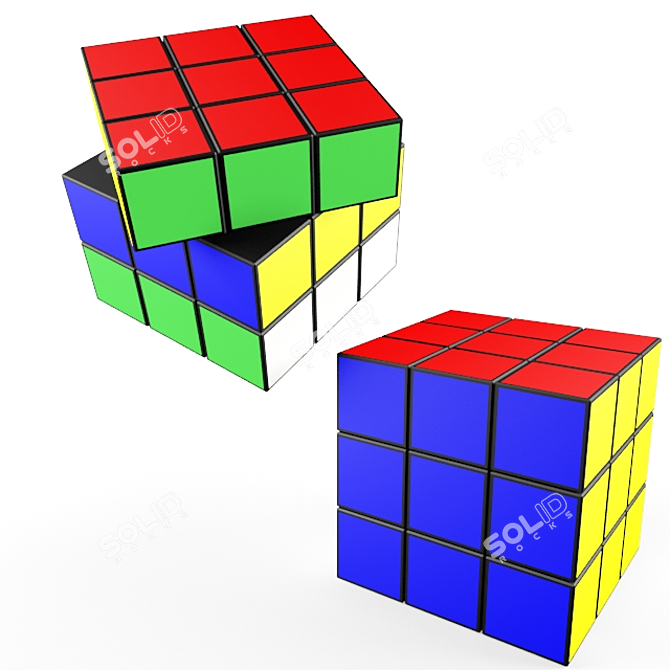 Mind-Bending Puzzle Fun: Rubik's Cube 3D model image 1