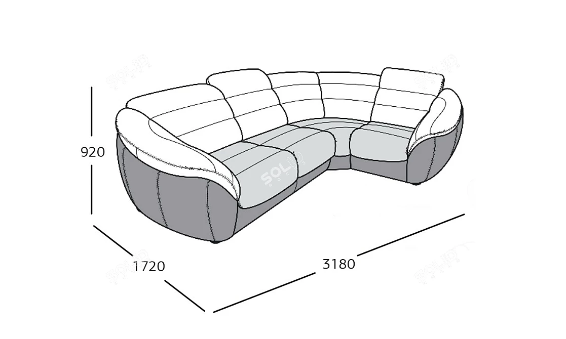 Cleveland Corner Sofa - Ultimate Comfort & Style 3D model image 3