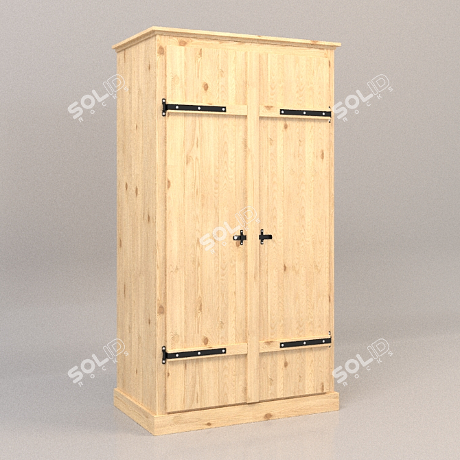 Nordic Oak Wardrobe 3D model image 1