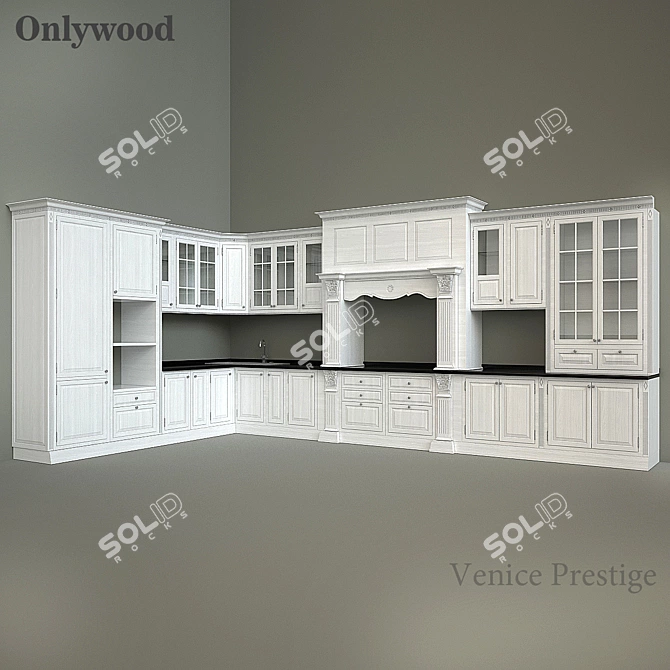 Venice Prestige Kitchen: Exquisite ONLYWOOD Perfection 3D model image 1