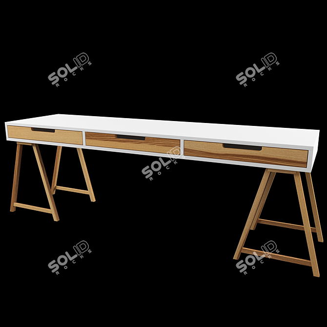 Sleek Modern Desk with Spacious Design 3D model image 2