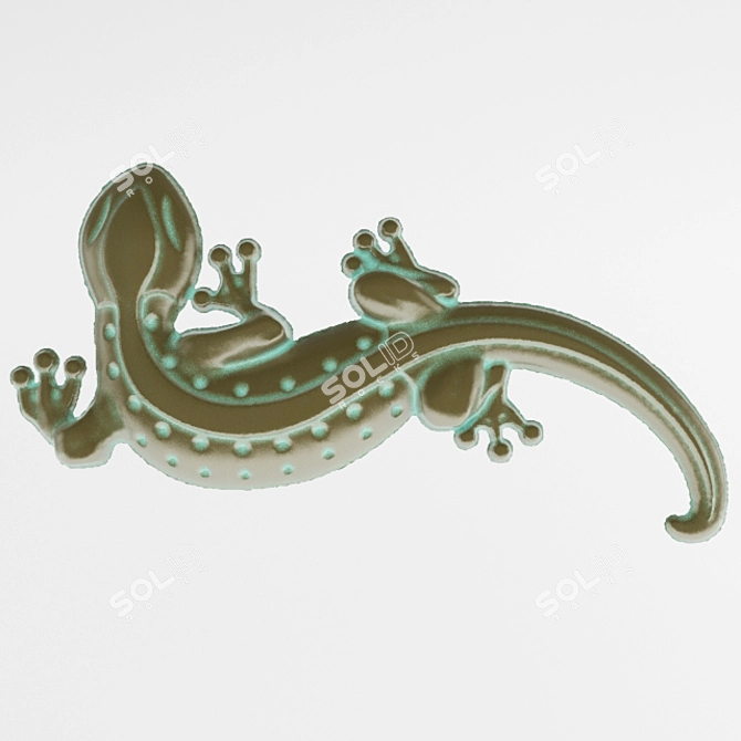 Elegant Lizard Relief Wall Decor 3D model image 1