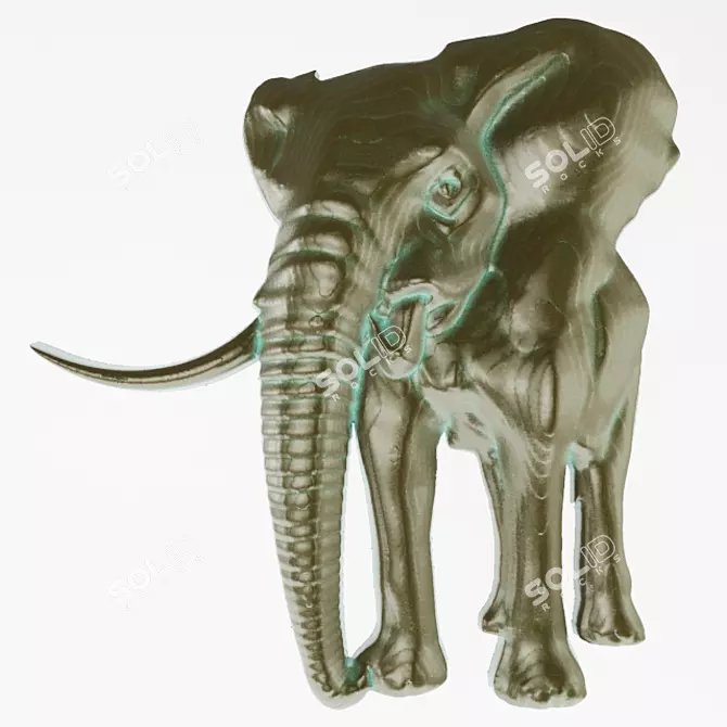 Elephant Relief Wall Decor 3D model image 1