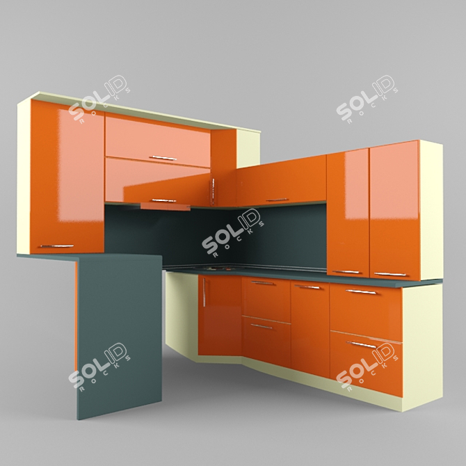 Sleek Anna Kitchen 3D model image 1