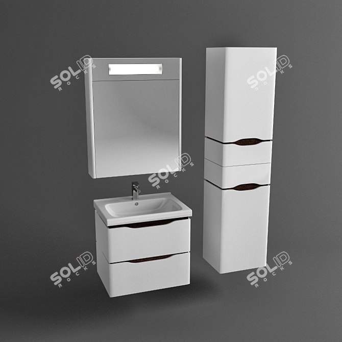 Aqua Rhodes Vanity Set with Console Table, Mirror, and Pedestal 3D model image 1