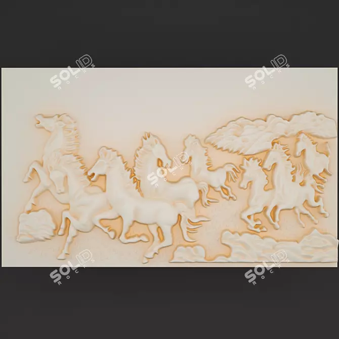 Equestrian Elegance: Handcrafted Horse Relief 3D model image 1