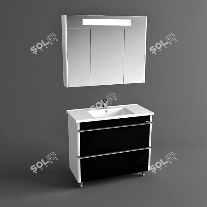 Aqua Rhodes Paris 100 - Vanity Unit with Mirror 3D model image 1