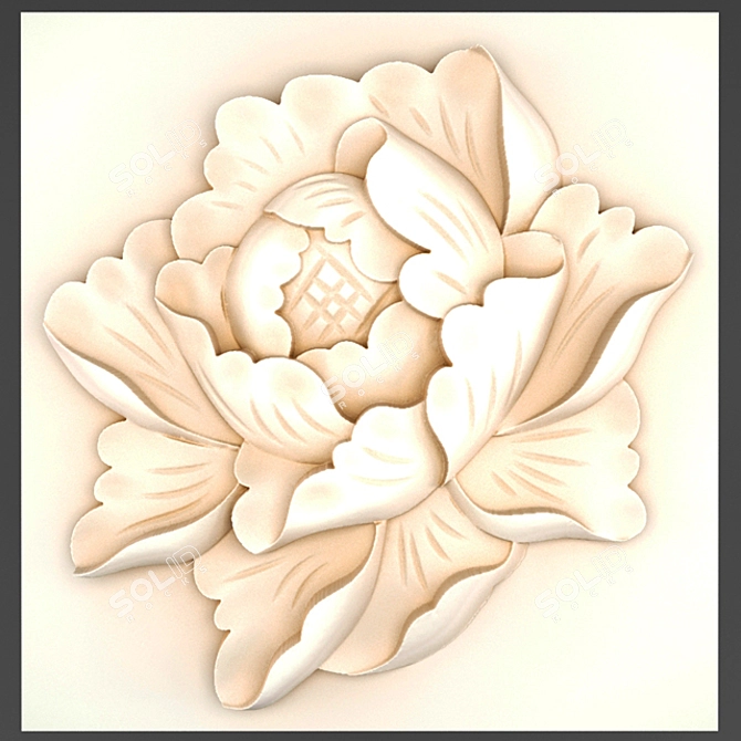 Elegant Floral Relief Wall Decor 3D model image 1