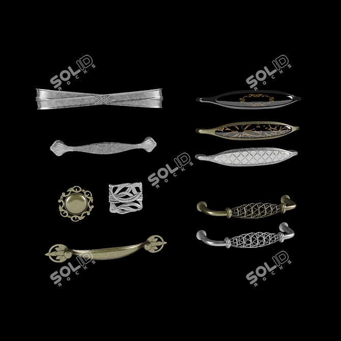 Elegant Furniture Handles Collection 3D model image 1