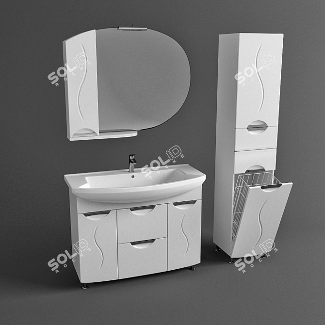 Aqua Gloria 108: Modern Bathroom Vanity Set 3D model image 1