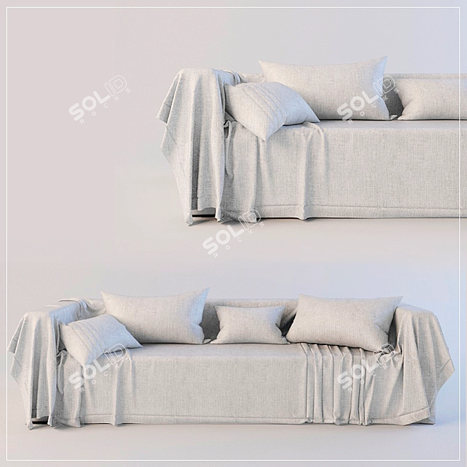 Cozy Fabric Sofa with Cushions 3D model image 1