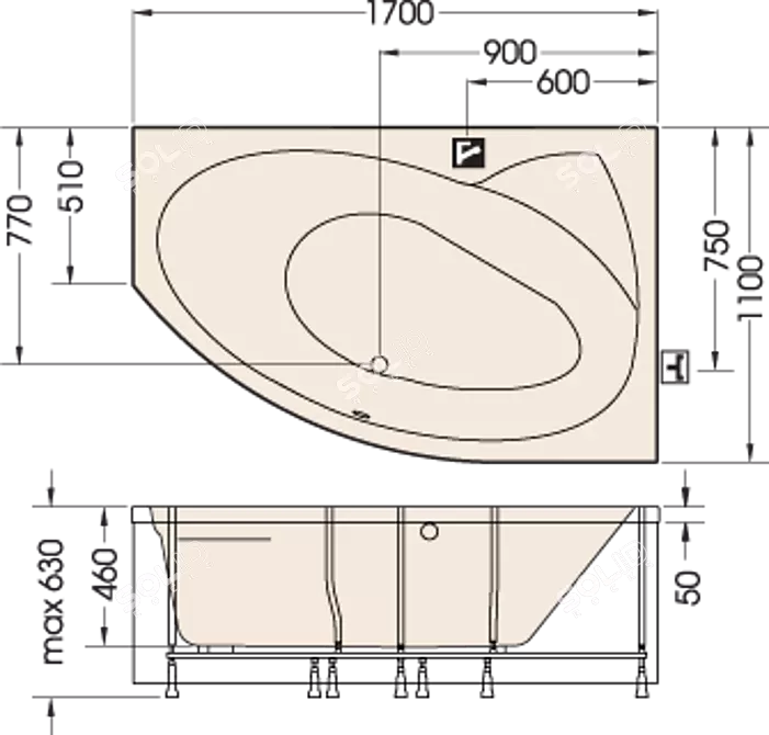 PAA CELLO: Premium Quality Bathtub 3D model image 3