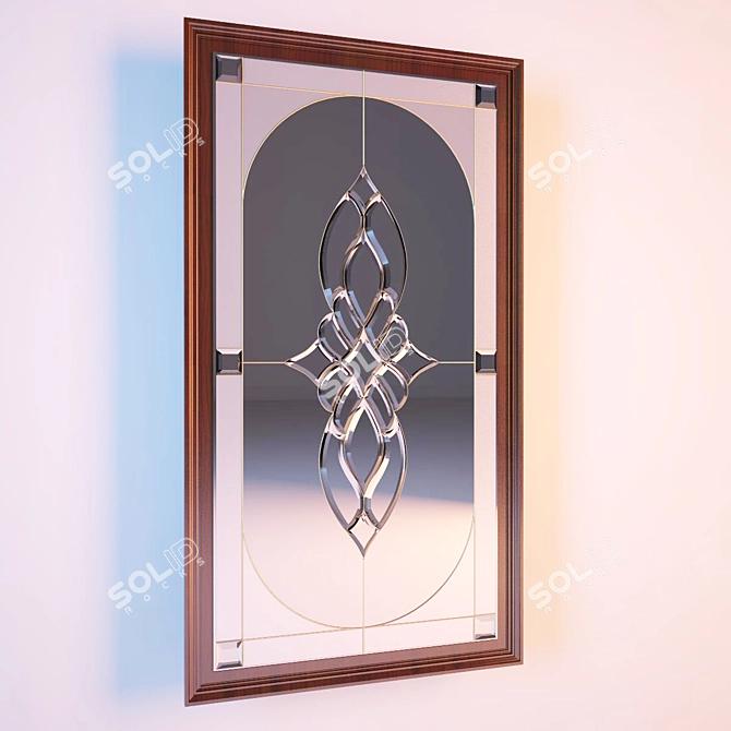 Mirrored Frame with Faceted Glass 3D model image 1