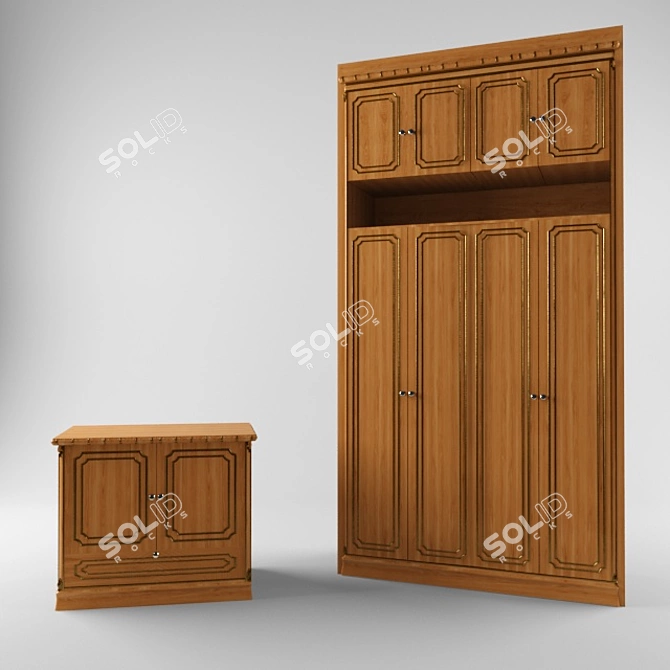 Modern Wardrobe Dresser Combo 3D model image 1