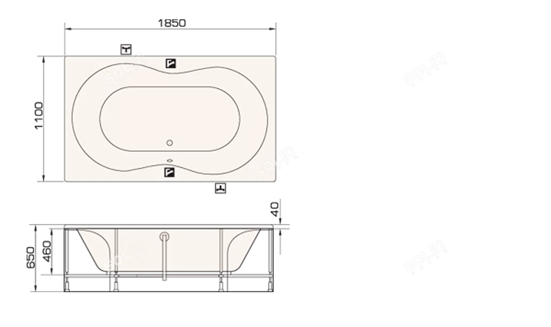 Elegant PAA Fanfara Bathtub 3D model image 3