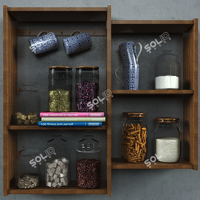 Glass Jars with Beans, Rice, Sugar, Biscuits, Coffee 3D model image 1