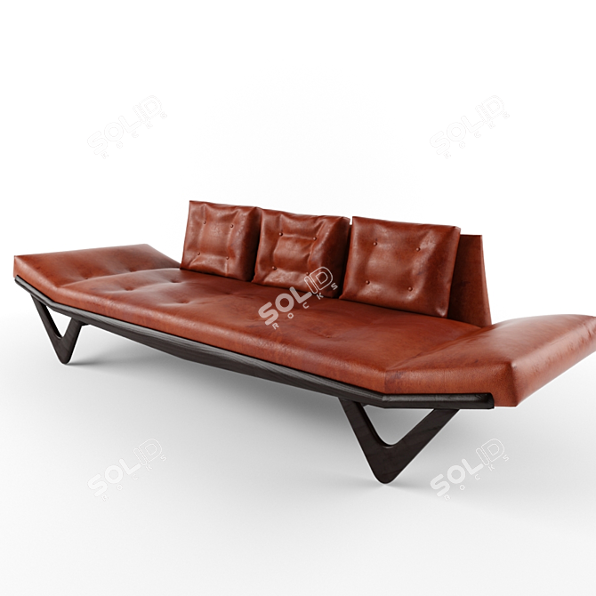 Luxury Leather Sofa 3D model image 1