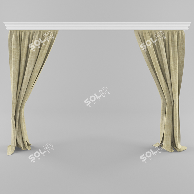 Sleek and Chic: Modern Curtain 3D model image 1