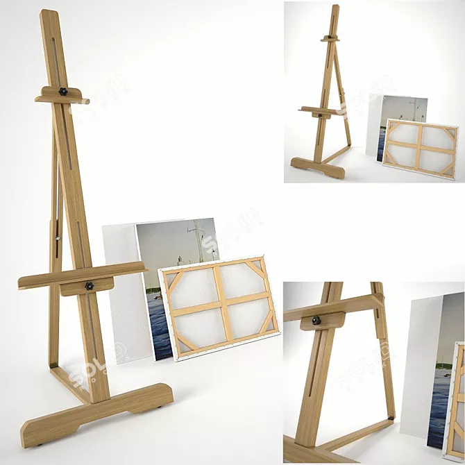 Artisti Easel & Canvas Screen 3D model image 1